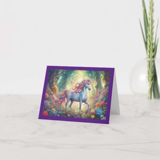 Unicorn Denken Sie an Ihre Grußkarte Karte (Vorderseite)