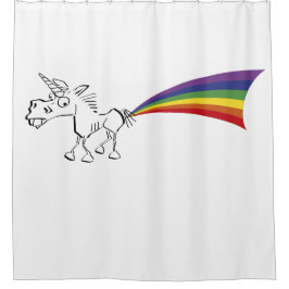 Unicorn, der einen Regenbogenduschvorhang züchtet Duschvorhang