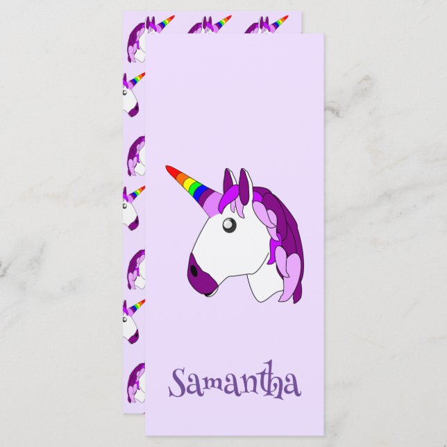 Unicorn Design Personalisiertes Lesezeichen (Vorne/Hinten)