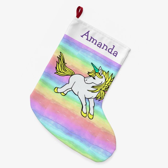 Unicorn Design Weihnachts-Strumpf Großer Weihnachtsstrumpf (Vorderansicht (hängend))