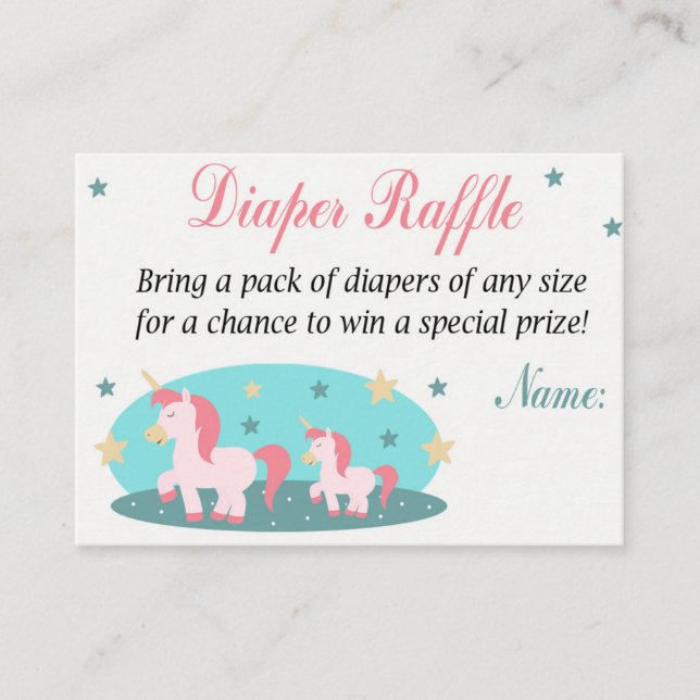 Unicorn Diaper Raffle Tickets (Vorderseite)