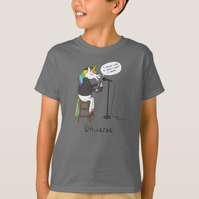 Unicorn Dichter Niedlicher Cartoon T-Shirt (Vorderseite)