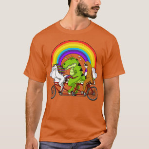 Unicorn Dinosaur Sloth Riding Bicycle T-Shirt