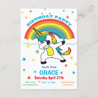 Unicorn Doing the Dab Rainbow & Stars laden ein Einladung