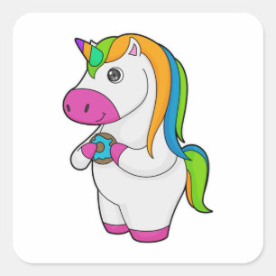 Unicorn Donut Quadratischer Aufkleber
