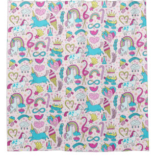 Unicorn Doodle Muster Duschvorhang