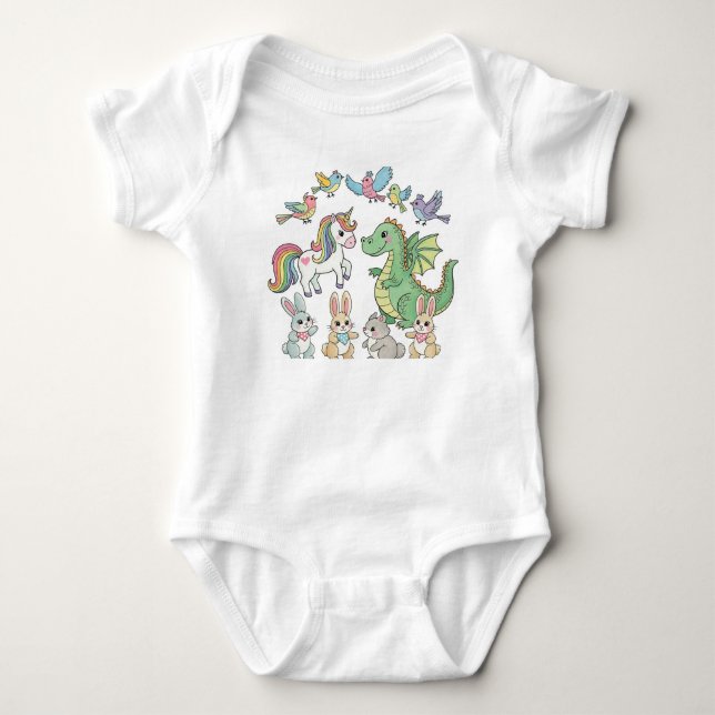 Unicorn Dragon Baby Animal Bodysuit Strampler (Vorderseite)
