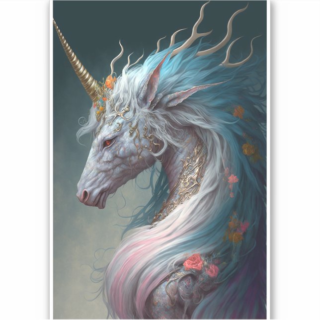 Unicorn Dragon Fantasy Art Aufkleber (Vorderseite)