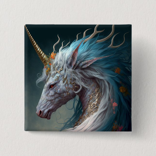 Unicorn Dragon Fantasy Art Button (Vorderseite)