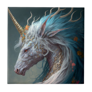 Unicorn Dragon Fantasy Art Fliese