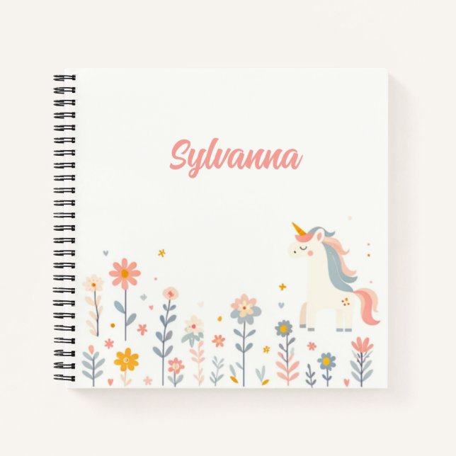 Unicorn Dreams & Flowery Schemes Notizbuch (Vorderseite)