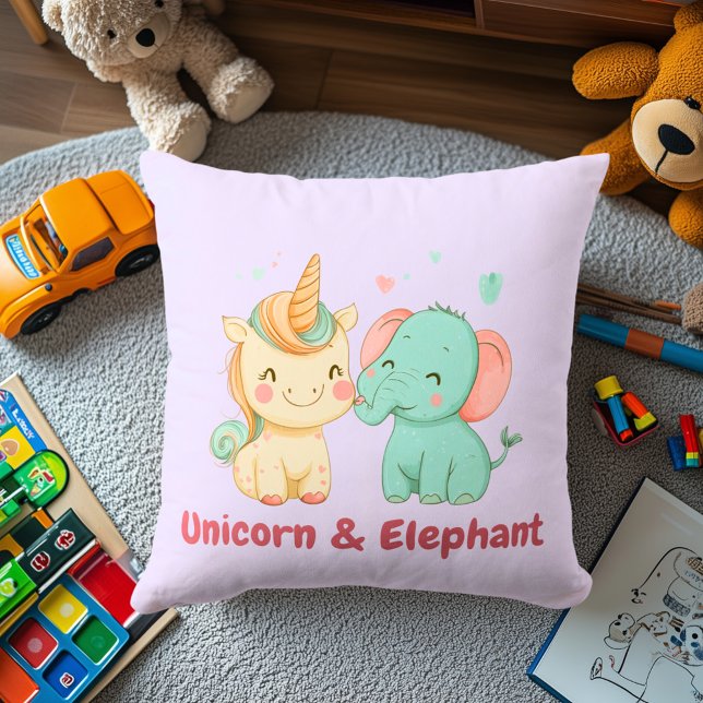 Unicorn & Elephant | Magische Freundlichkeit Dekor Kissen (Von Creator hochgeladen)