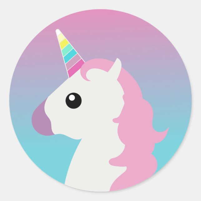 Unicorn Emoji Ombre Stickers (Vorderseite)