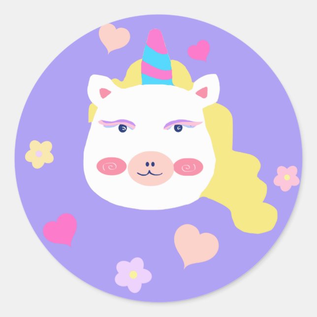 Unicorn enfants dessinant autocollant (Devant)
