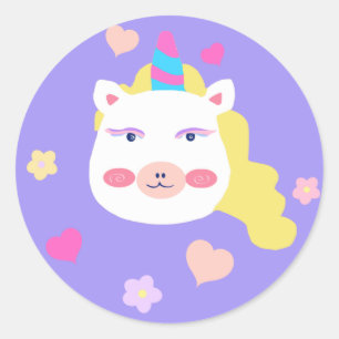 Unicorn enfants dessinant autocollant