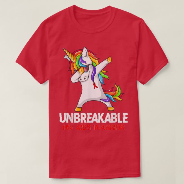 Unicorn entblößt unzerbrechliche Hiv Aids-Kriegeri T-Shirt (Design vorne)