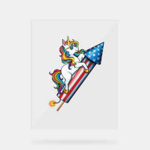 Unicorn équitation Fireworks American USA Drapeau