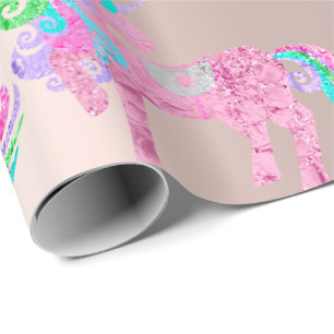 Unicorn-erröten funkelnd Glitzer-Rosa ziemlich Geschenkpapier