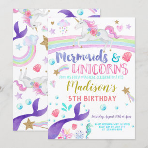 Unicorn et Mermaid Invitation Unicorn et Mermaid s