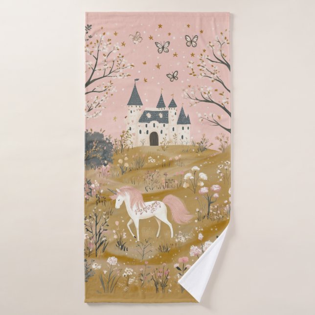 Unicorn et serviette de château pour fille (Serviette de bain)