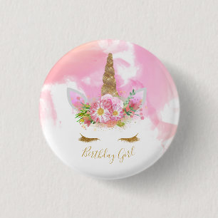 Unicorn Face Birthday Abzeichen Button