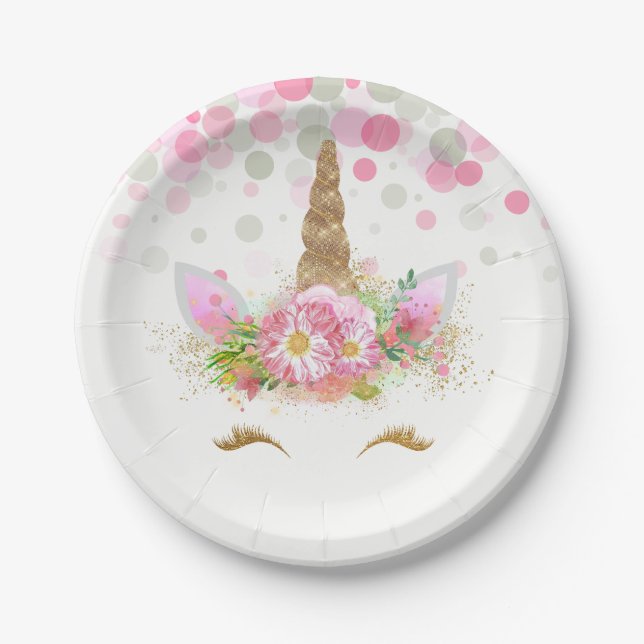 Unicorn Face Confetti Bubbles Unicorn Paper Teller (Vorderseite)
