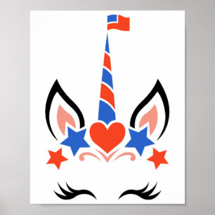 Unicorn Face Eyelashes 4. Juli Independence Da Poster