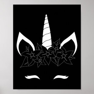 Unicorn Face Eyelashes Lächeln Niedliche Blume Wre Poster