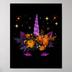 Unicorn Face Halloween Kostüm Erntedank Fall W Poster