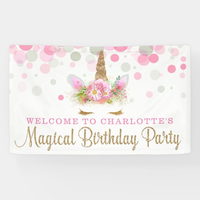 Unicorn Face mignon Unicorn Anniversaire bannière (Horizontal)