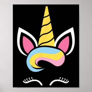 Unicorn Face Niedlich Eyelashes Halloween Kostümfu Poster