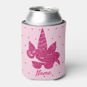 Unicorn Face Pink Glitzer Girly Kids Dosenkühler