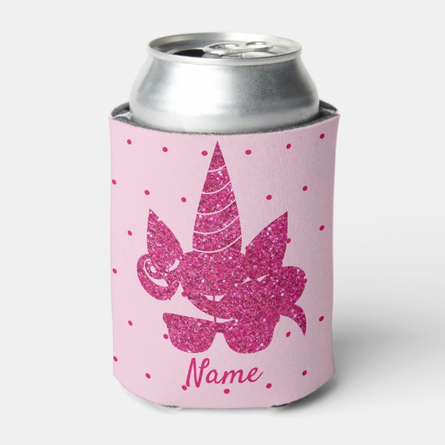 Unicorn Face Pink Glitzer Girly Kids Dosenkühler (Kanne Vorderseite)