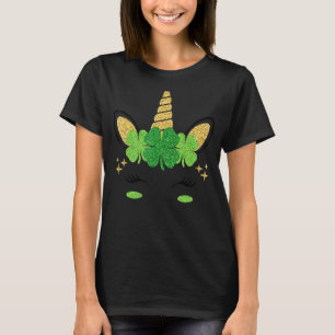 Unicorn Face St Patrick S Day Irish Women Girls Ki T-Shirt