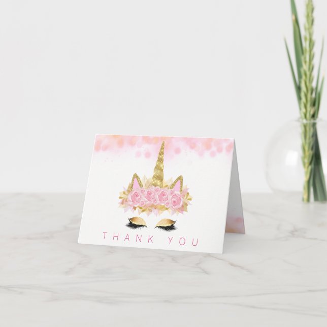 Unicorn Face Unicorn Thank You Cards Dankeskarte (Vorderseite)