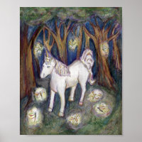 Unicorn Fairies Enchanted Forest Poster Art Imprim