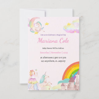Unicorn Fairy Baby Girl Baby shower Invitation
