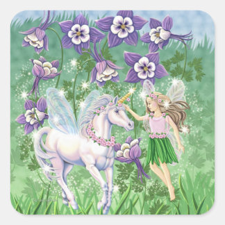 Unicorn Fairy Quadratischer Aufkleber