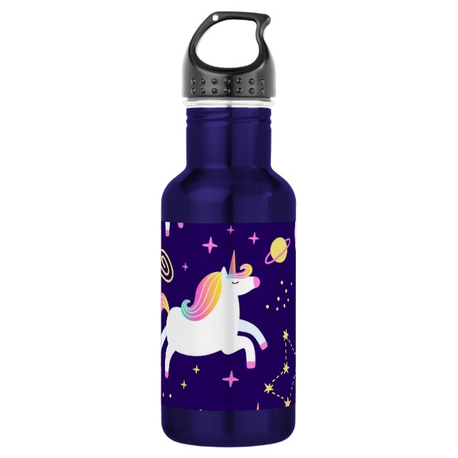 Unicorn Fan Club Muster Niedlich Edelstahlflasche (Vorderseite)