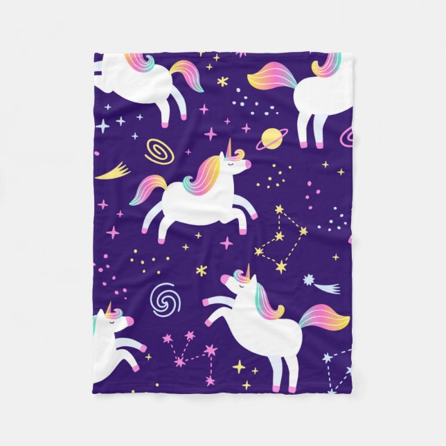 Unicorn Fan Club Muster Niedlich Fleecedecke (Vorderseite)