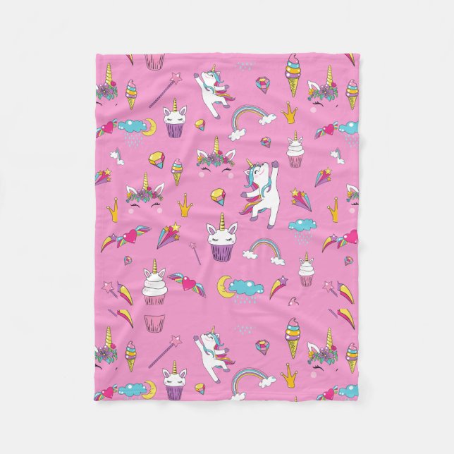Unicorn Fan Club Muster Rosa Fleecedecke (Vorderseite)