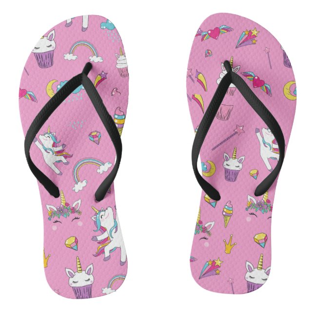 Unicorn Fan Club Muster Rosa Flip Flops (Fußbett)