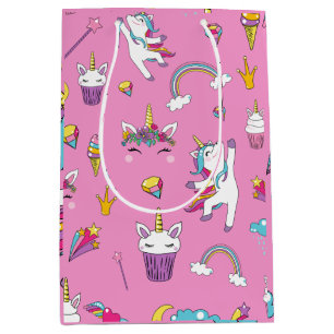 Unicorn Fan Club Muster Rosa Mittlere Geschenktüte