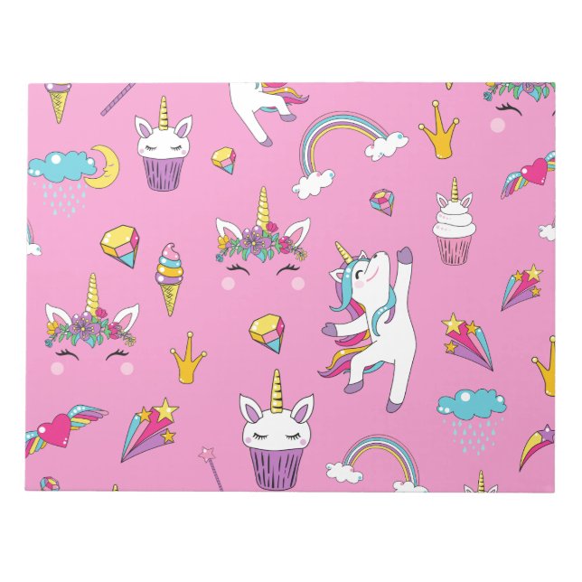 Unicorn Fan Club Muster Rosa Notizblock (Vorderseite)