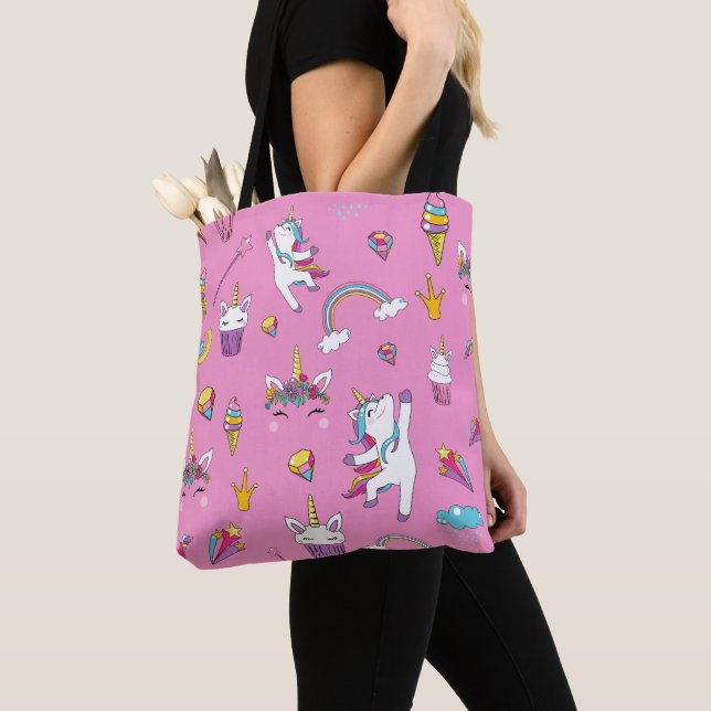 Unicorn Fan Club Muster Rosa Tasche (Von Nahem)