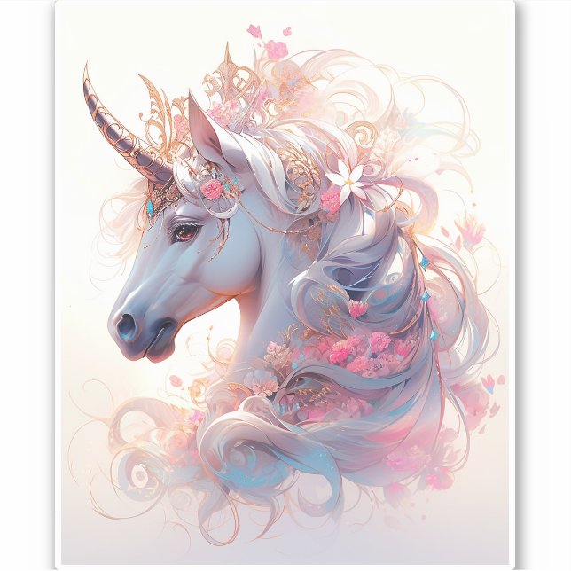Unicorn Fantasy Art Aufkleber (Vorderseite)