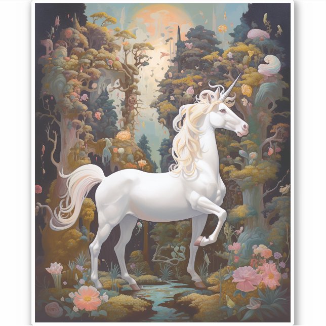 Unicorn Fantasy Art Aufkleber (Vorderseite)