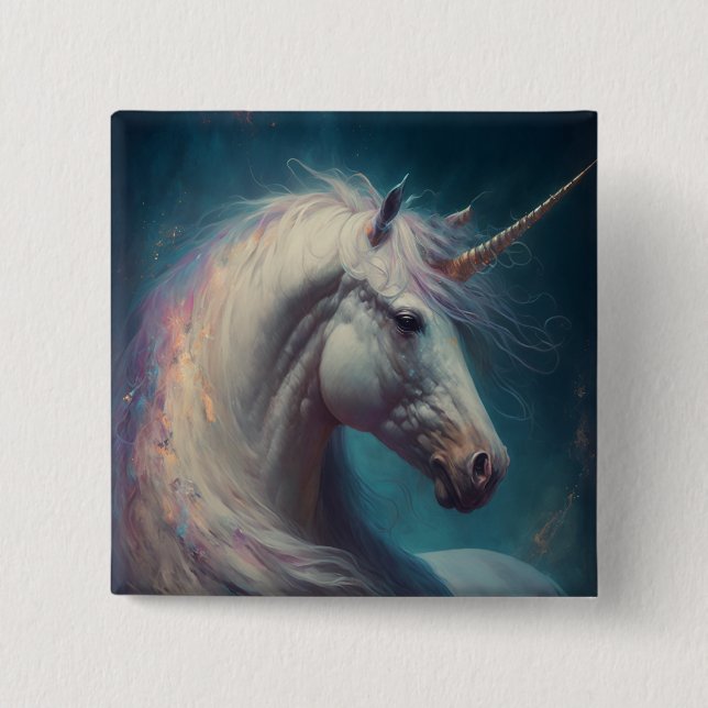 Unicorn Fantasy Art Button (Vorderseite)