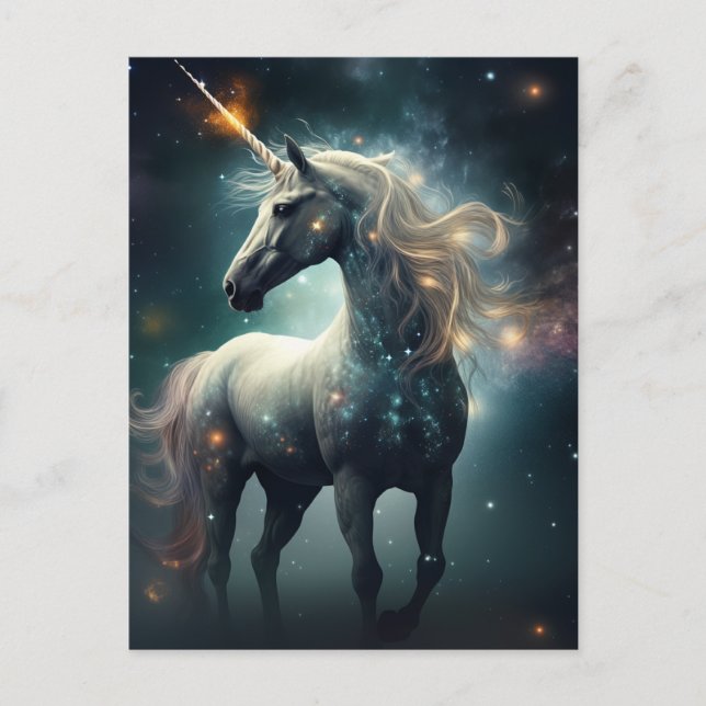 Unicorn Fantasy Kunst, Dichtung und Musik Postkarte (Vorderseite)