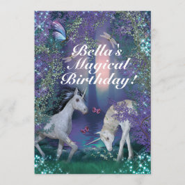 Unicorn Fantasy Woodland Geburtstagsparty Einladung